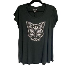 Tough Luv star moon seeing all black cat  top